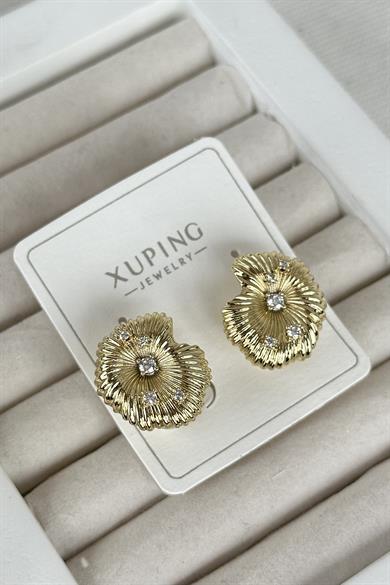 Altın Renk Taş Detaylı Çelik Xuping Küpe (Çift)