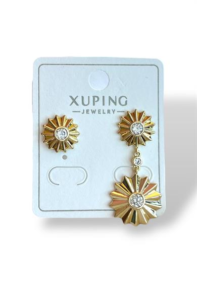 Altın Renk Taş Detaylı Çelik Xuping Küpe (Çift)