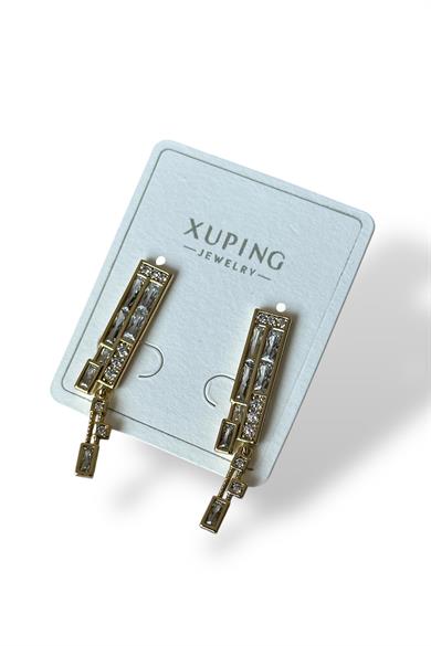 Altın Renk Taş Detaylı Çelik Xuping Küpe (Çift)