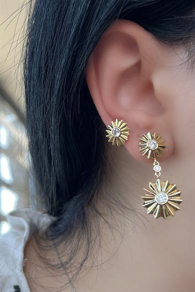 Altın Renk Taş Detaylı Çelik Xuping Küpe (Çift)