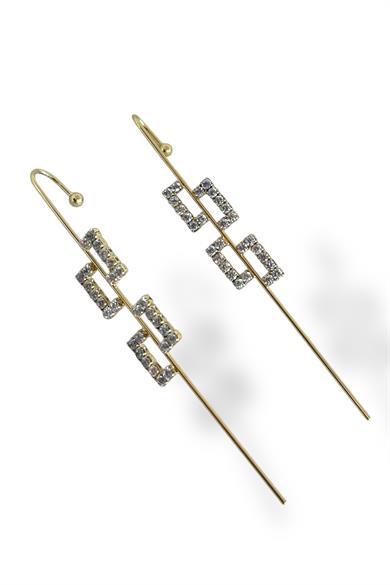 Altın Renk Taş Detaylı Çelik Xuping Küpe (Çift)