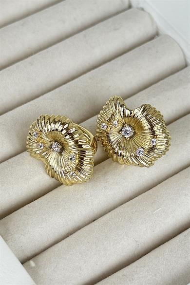 Altın Renk Taş Detaylı Çelik Xuping Küpe (Çift)