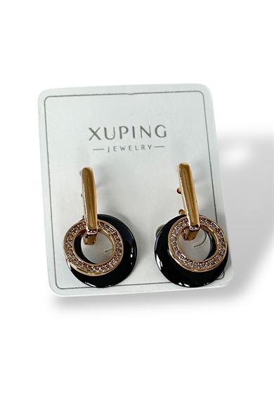 Altın Renk Taş Detaylı Çelik Xupıng Küpe (Çift)