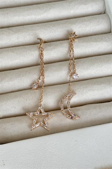 Altın Renk Taş Detaylı Çelik Xuping Küpe (Çift)