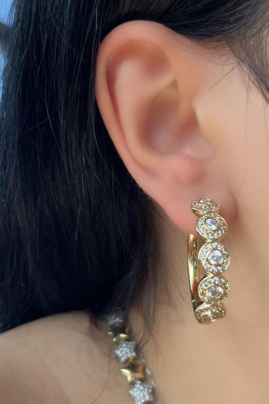 Altın Renk Taş Detaylı Çelik Xuping Küpe (Çift)