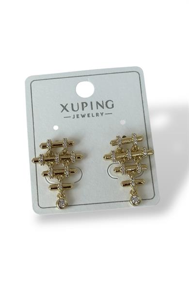 Altın Renk Taş Detaylı Çelik Xuping Küpe (Çift)