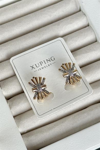 Altın Renk Taş Detaylı Çelik Xuping Küpe (Çift)