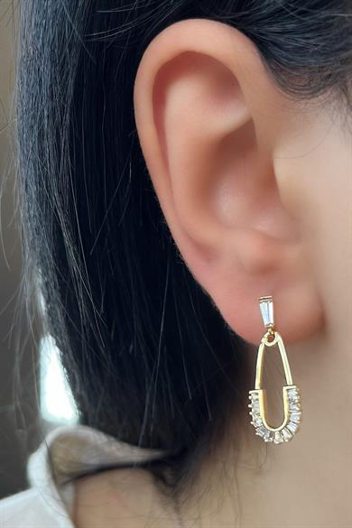 Altın Renk Taş Detaylı Çelik Xuping Küpe (Çift)