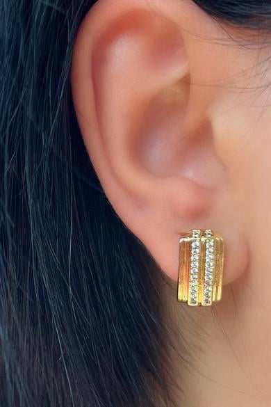 Altın Renk Taş Detaylı Çelik Xuping Küpe (Çift)