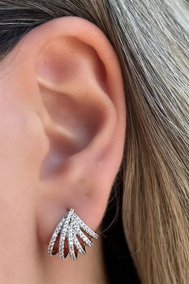 Altın Renk Taş Detaylı Çelik Xupıng Küpe (Çift)