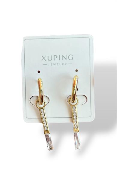 Altın Renk Taş Detaylı Çelik Xuping Küpe (Çift)