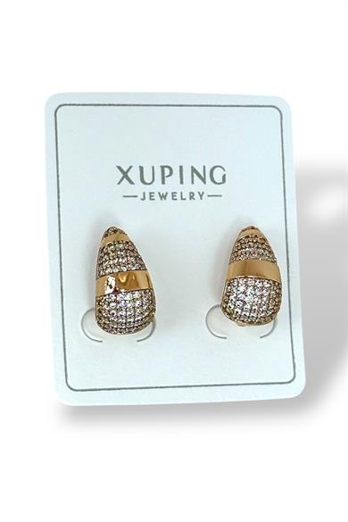 Altın Renk Taş Detaylı Çelik Xupıng Küpe (Çift)