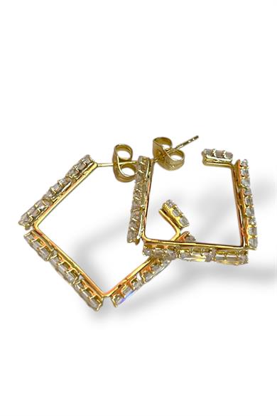 Altın Renk Taş Detaylı Çelik Xuping Küpe (Çift)