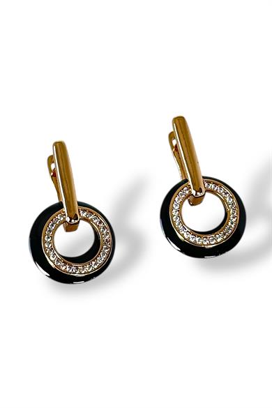 Altın Renk Taş Detaylı Çelik Xupıng Küpe (Çift)