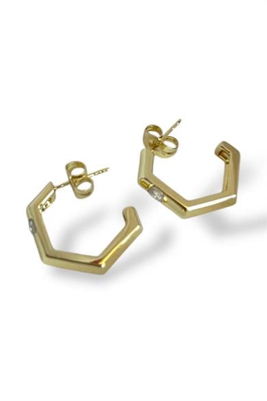 Altın Renk Taş Detaylı Çelik Xuping Küpe (Çift)