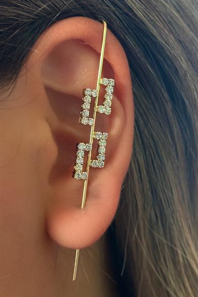 Altın Renk Taş Detaylı Çelik Xuping Küpe (Çift)