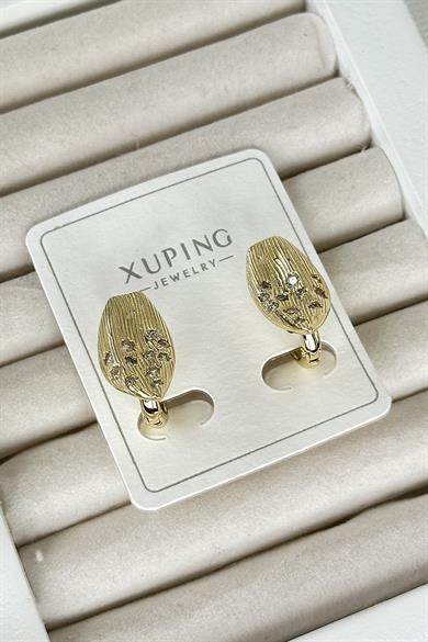 Altın Renk Taş Detaylı Çelik Xuping Küpe (Çift)