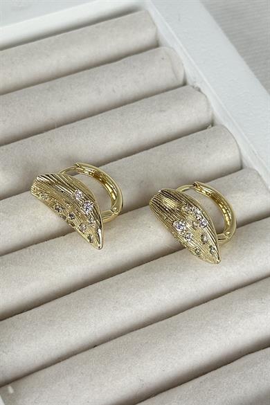 Altın Renk Taş Detaylı Çelik Xuping Küpe (Çift)