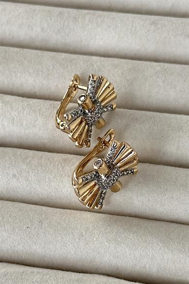 Altın Renk Taş Detaylı Çelik Xuping Küpe (Çift)