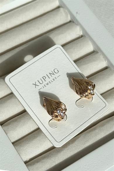 Altın Renk Taş Detaylı Çelik Xuping Küpe (Çift)