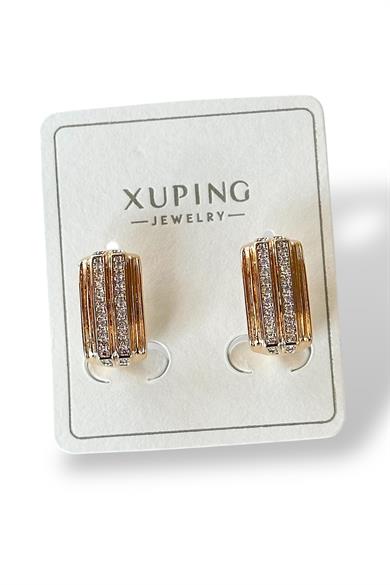 Altın Renk Taş Detaylı Çelik Xupıng Küpe (Çift)