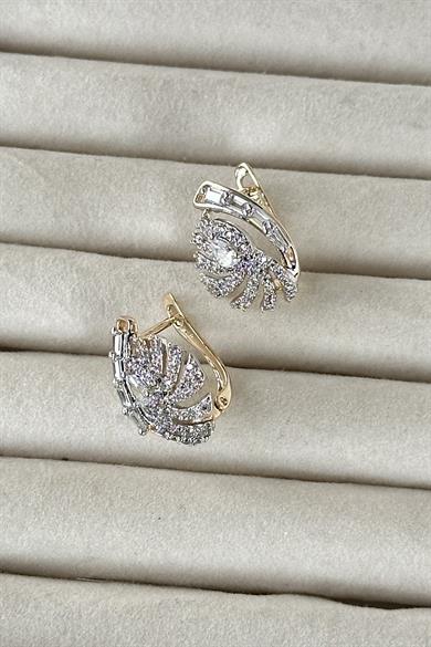 Altın Renk Taş Detaylı Çelik Xuping Küpe (Çift)