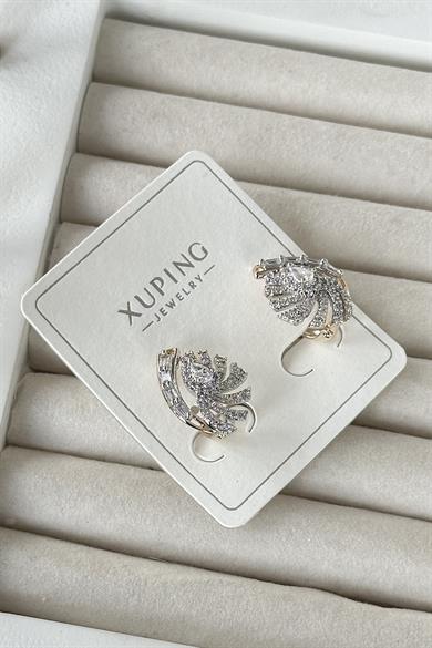 Altın Renk Taş Detaylı Çelik Xuping Küpe (Çift)