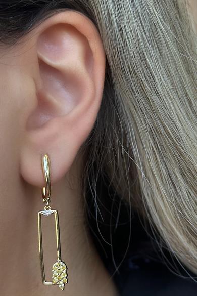 Altın Renk Taş Detaylı Çelik Xuping Küpe (Çift)