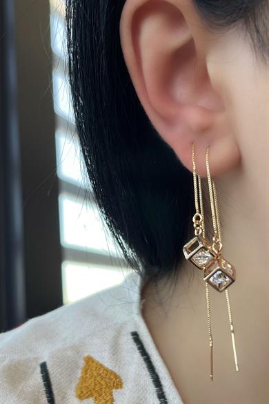 Altın Renk Taş Detaylı Çelik Xuping Küpe (Çift)