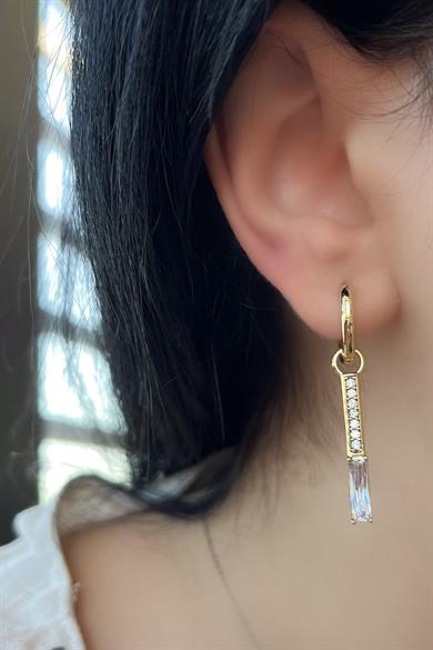 Altın Renk Taş Detaylı Çelik Xuping Küpe (Çift)