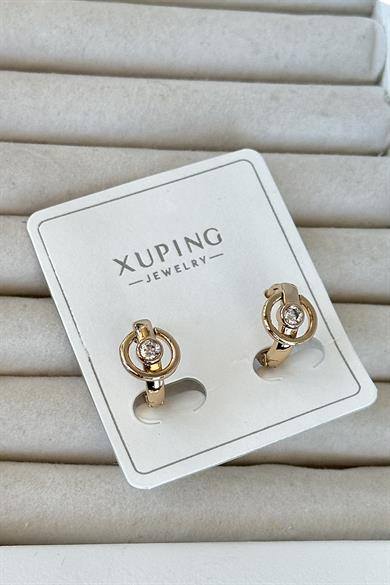 Altın Renk Taş Detaylı Çelik Xupıng VİP Küpe