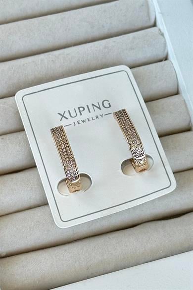 Altın Renk Taş Detaylı Çelik Xupıng VİP Küpe