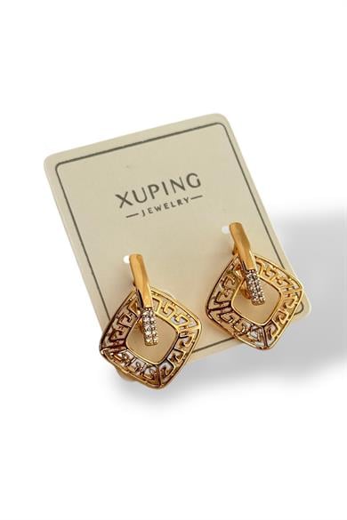 Altın Renk Taş Detaylı Çelik Xupıng VİP Küpe