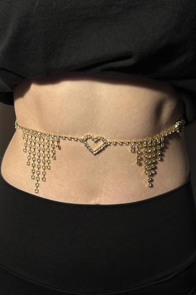 Altın Renk Taş Detaylı Tasarım Bel Zinciri/Vücut Aksesuar