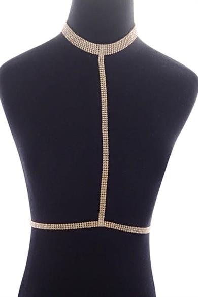 Altın Renk Taş Detaylı Tasarım Vücut Aksesuar