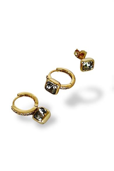 Altın Renk Taş Detaylı VİP 3lü YSX Küpe Set 