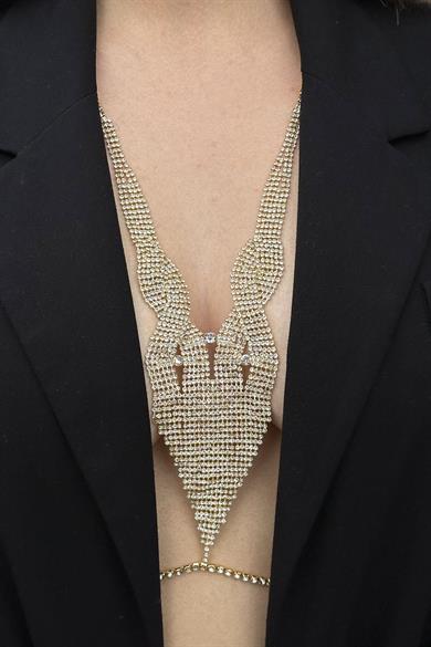 Altın Renk Taş Detaylı Vücut Aksesuarı