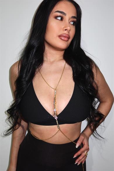 Altın Renk Taşlı Vücut Aksesuarı