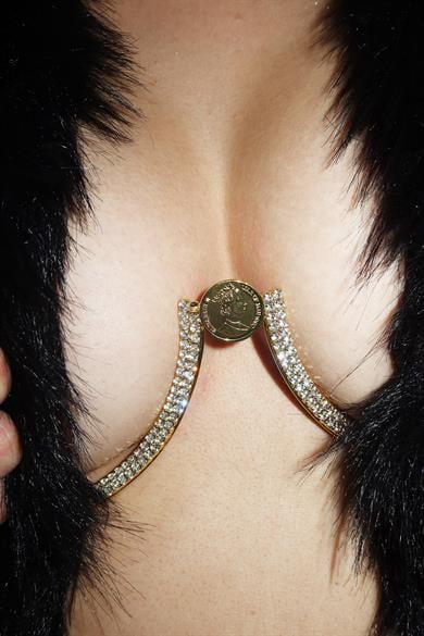 Altın Renk Vücut Aksesuarı/ Göğüs Zinciri