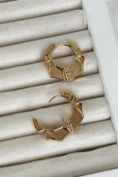 Altın Renk Yarasa Figürlü Çelik Halka Xuping Küpe (Çift)