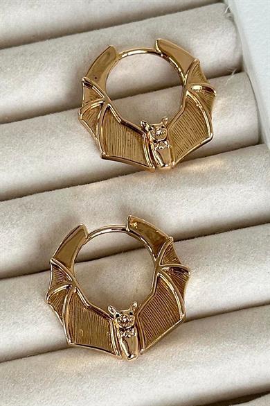 Altın Renk Yarasa Figürlü Çelik Halka Xuping Küpe (Çift)