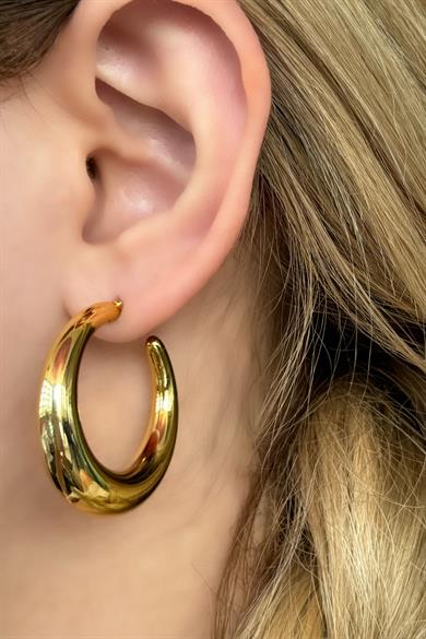 Altın Renk Yarım Ay Küpe (Çift)