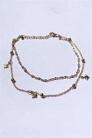 Altın Renk Yıldız Figürlü Çelik Halhal