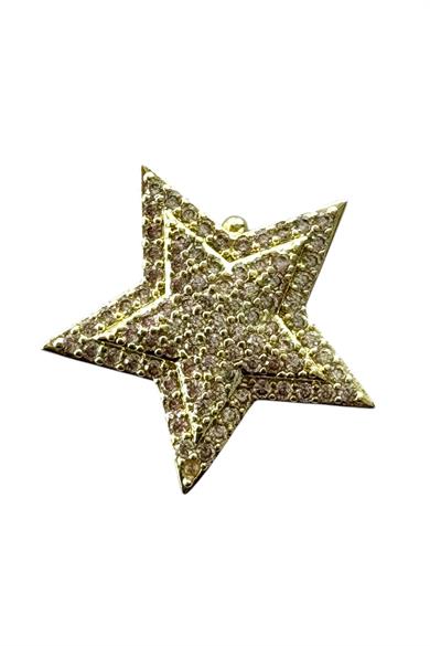 Altın Renk Yıldız Figürlü Taş Detaylı Ajda Charm / Kolye/ Bileklik Ucu
