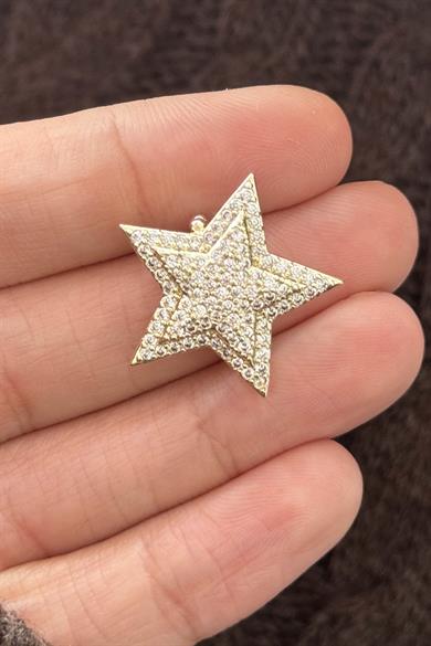 Altın Renk Yıldız Figürlü Taş Detaylı Ajda Charm / Kolye/ Bileklik Ucu