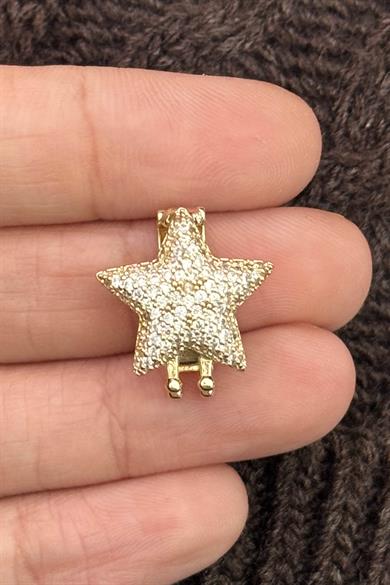 Altın Renk Yıldız Figürlü Taş Detaylı Ajda Charm / Kolye/ Bileklik Ucu