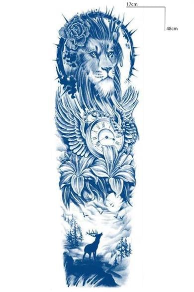 Aslan Figürlü 12 Saat Sonra Kararan Geçici Kol Dövme Tattoo