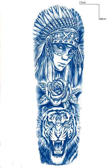 Aslan Ve Kız Figürlü 12 Saat Sonra Kararan Geçici Kol Dövme Tattoo