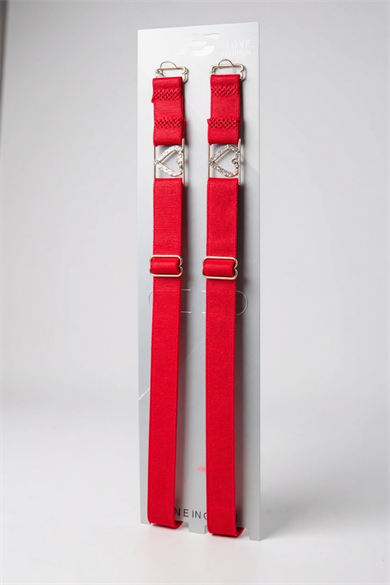 Kırmızı Renk Kalp Figürlü Taşlı Sütyen Askısı