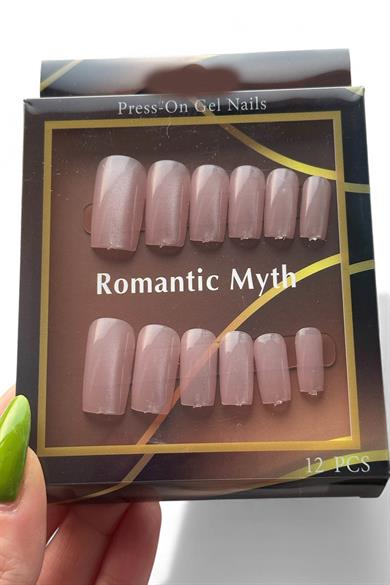 12li Açık Pembe Renk Kedi Gözü Yansımal Takma Tırnak Set (Yapıştırıcılı)